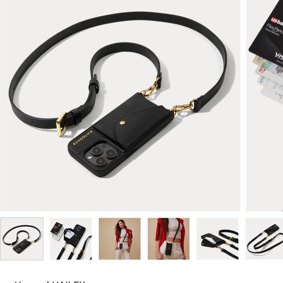 Bandolier HAILEY Black Leather Phone Case with Strap - Picture 9 of 9